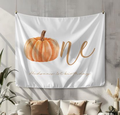 Pumpkin First Birthday Party Backdrop, Pumpkin is ONE - Pumpkin Party Decorations - Fall 1st Birthday Banner - FREE US Shipping