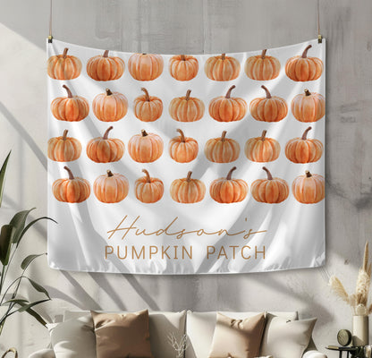 Pumpkin Backdrop, Pumpkin Patch Welcome Sign, Birthday Party Backdrop, Pumpkin Decorations, Large Banner, Wall Tapestry - FREE US Shipping