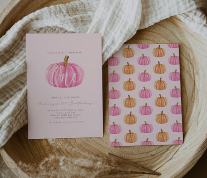 Pink Pumpkin First Birthday Party Backdrop, Pumpkin is ONE - Girl Pumpkin Party Decorations - Pink 1st Birthday Banner - FREE US Shipping