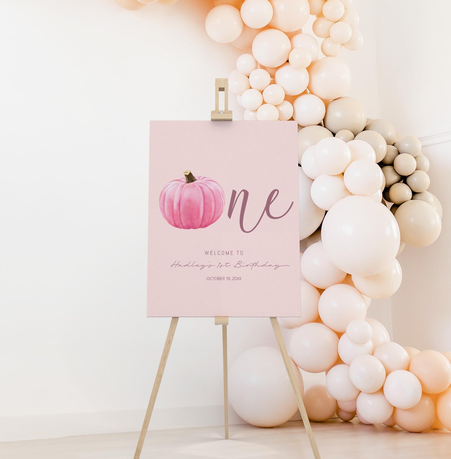 Pink Pumpkin is ONE Backdrop, First Birthday Party Backdrop, Girl Pumpkin Party Decorations - Pink 1st Birthday Banner - FREE US Shipping