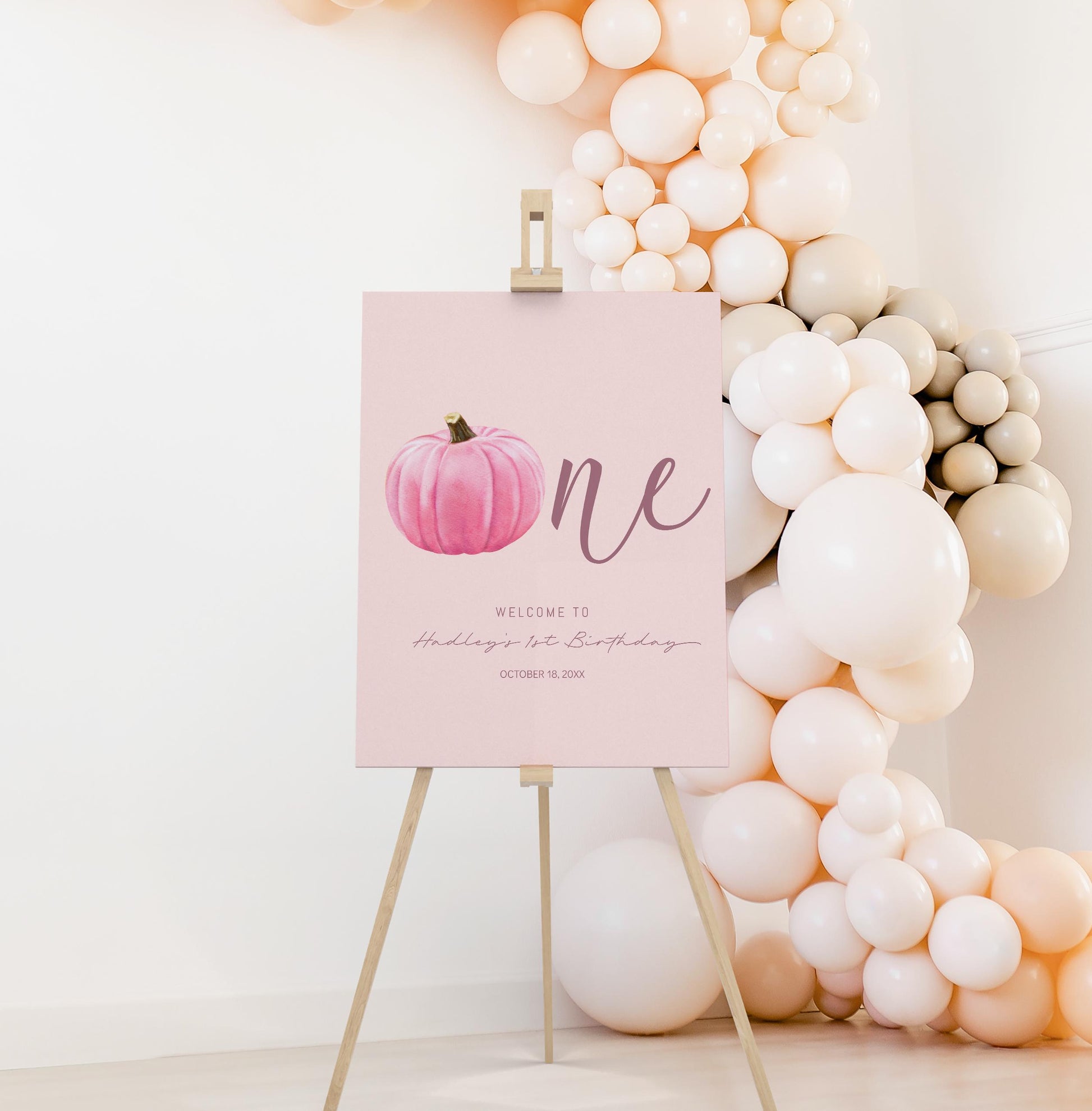 Pink Pumpkin is ONE Backdrop, First Birthday Party Backdrop, Girl Pumpkin Party Decorations - Pink 1st Birthday Banner - FREE US Shipping