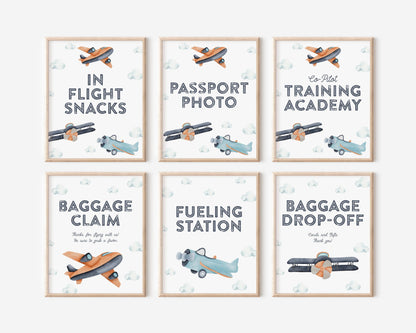 Airplane Birthday BUNDLE - Vintage Plane Birthday Party Decor Package, Time Flies, Two Fly, Signs, Time Capsule, Favors, Printable Editable