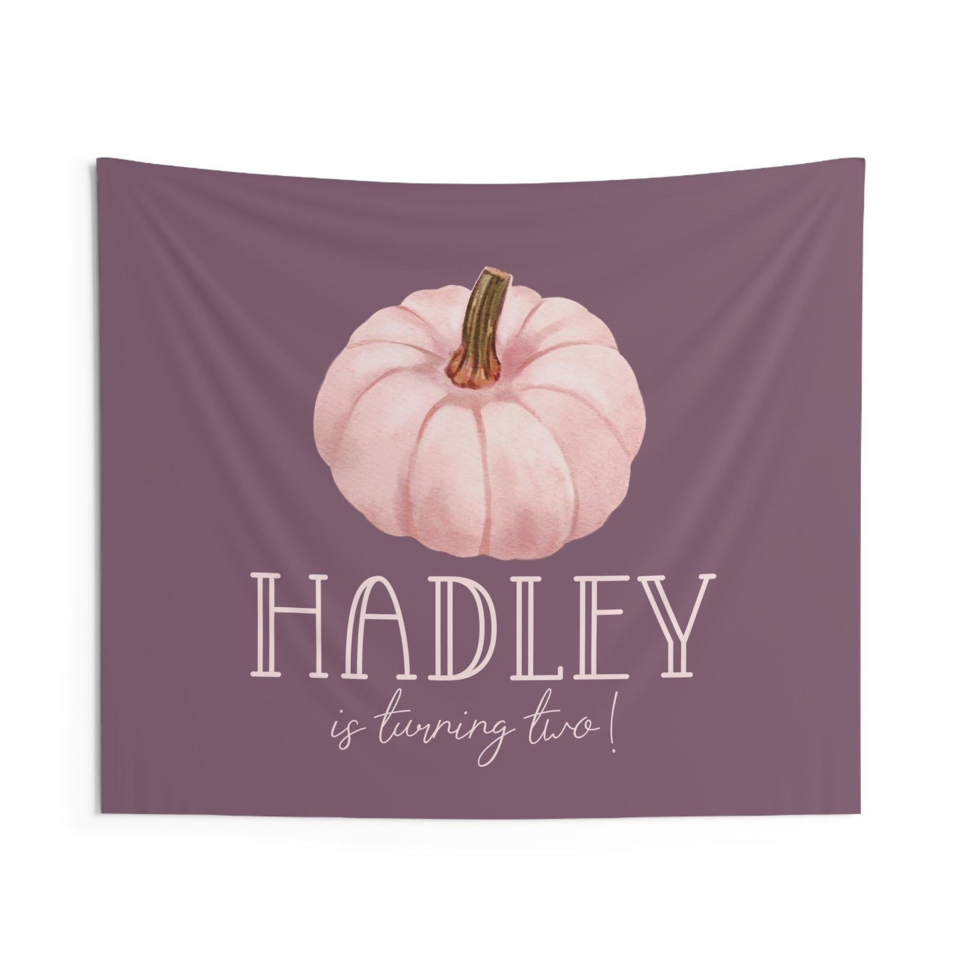 Pink Pumpkin MAUVE Backdrop, Pink Purple Pumpkin Birthday Party Decor - Girl Fall Birthday, Large Banner Tapestry - FREE US Shipping