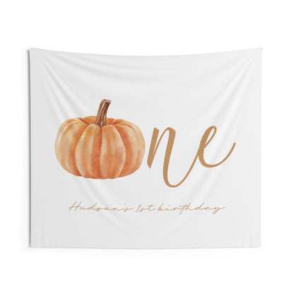 Pumpkin First Birthday Party Backdrop, Pumpkin is ONE - Pumpkin Party Decorations - Fall 1st Birthday Banner - FREE US Shipping