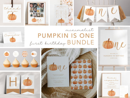 Pumpkin First Birthday Party Backdrop, Pumpkin is ONE - Pumpkin Party Decorations - Fall 1st Birthday Banner - FREE US Shipping