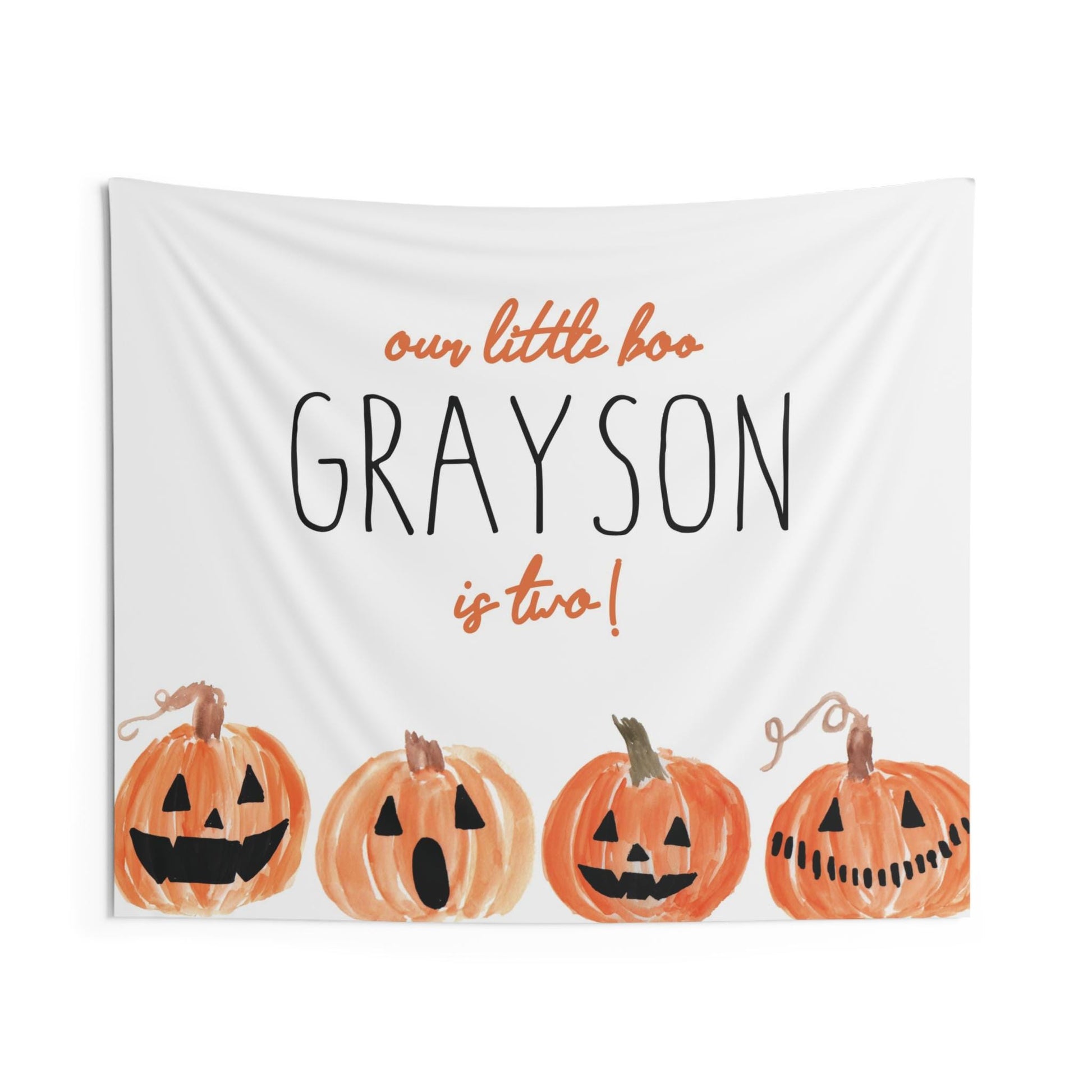 Our Little Boo Is Two Backdrop - Minimalist Halloween 2nd Birthday Banner Decor Jack O Lanterns