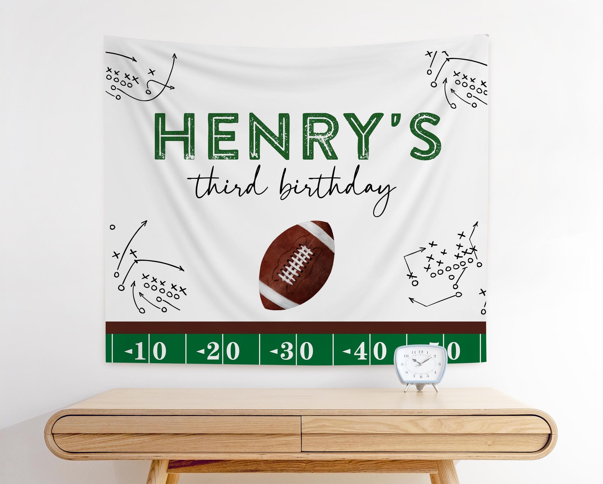 Football Thank You Card with Photo - First Year Down 1st Birthday Party Thank You Card - 2 sizes - Editable Template