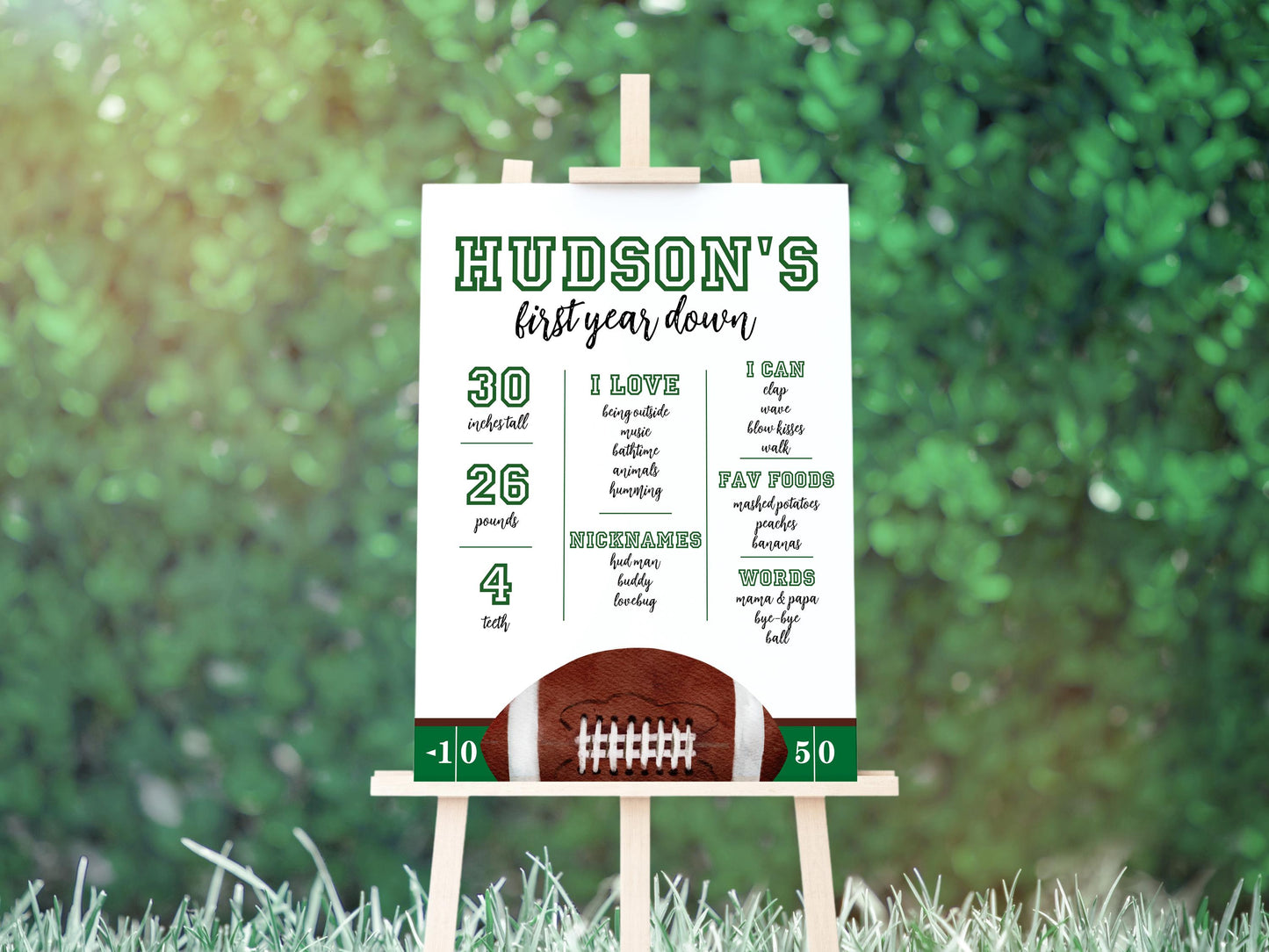 First Year Down BUNDLE - Football 1st Birthday Party Decor Package, First Down Invitation, Signs, Time Capsule, Favors, Printable Editable