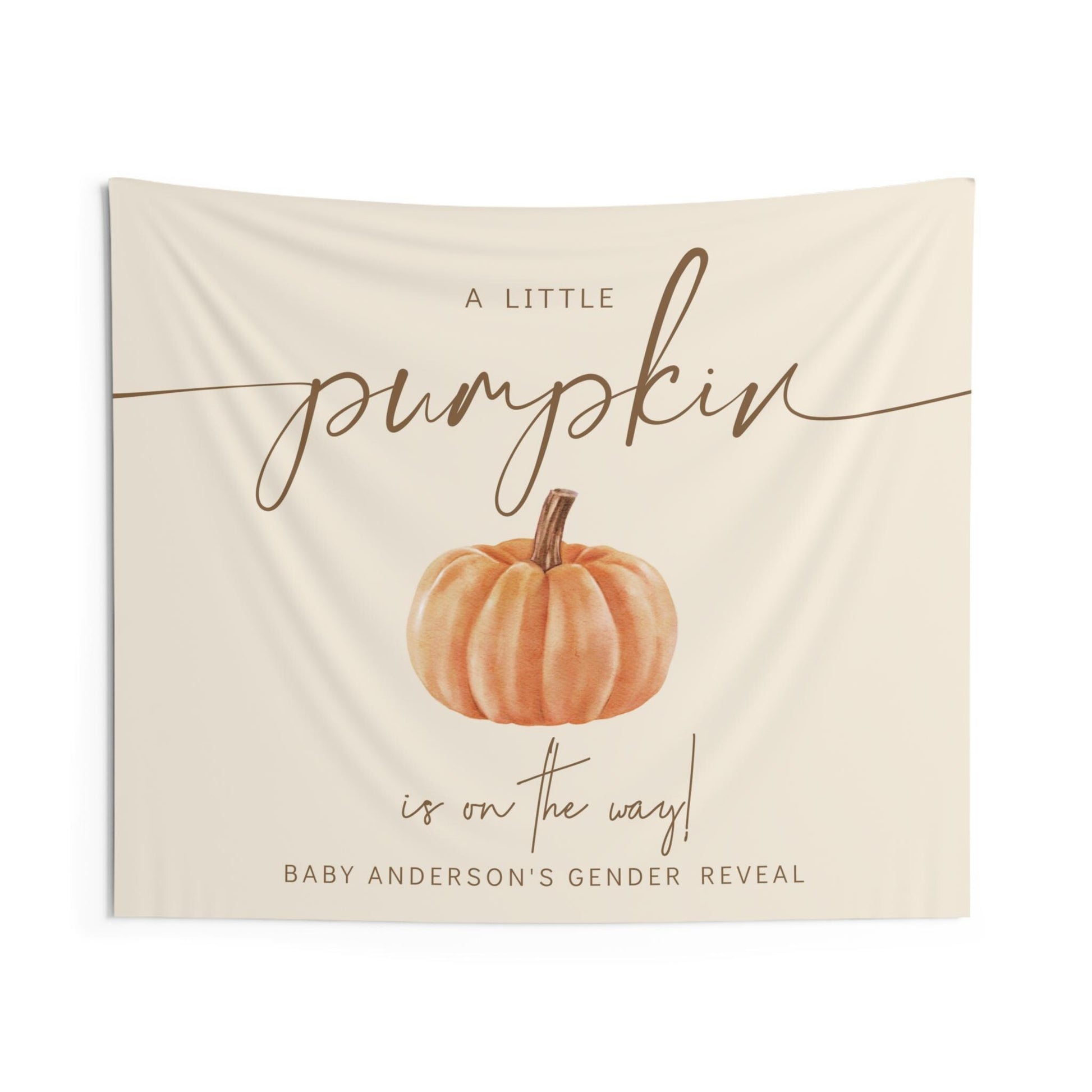 Pumpkin Gender Reveal Backdrop, Fall Baby Shower Banner, Little Pumpkin on the Way, Minimalist Neutral on the Way Backdrop, FREE US Shipping