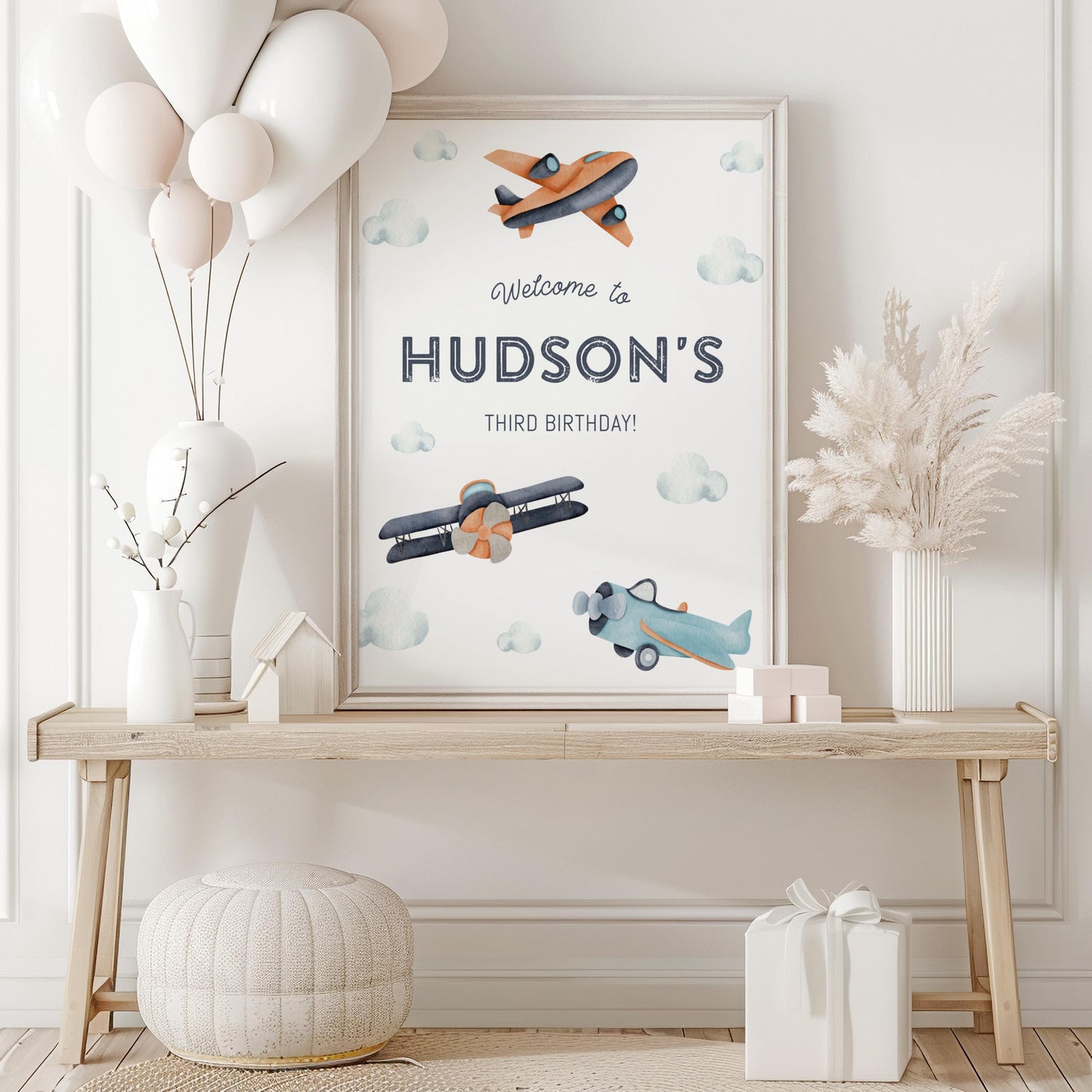 Airplane Birthday BUNDLE - Vintage Plane Birthday Party Decor Package, Time Flies, Two Fly, Signs, Time Capsule, Favors, Printable Editable