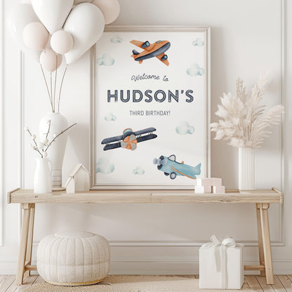Airplane Birthday BUNDLE - Vintage Plane Birthday Party Decor Package, Time Flies, Two Fly, Signs, Time Capsule, Favors, Printable Editable