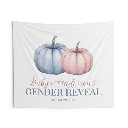 Pumpkin Gender Reveal Backdrop, Fall Autumn Baby Shower Photo Booth Decor, Pink Blue Little Pumpkin Banner - FREE US SHIPPING