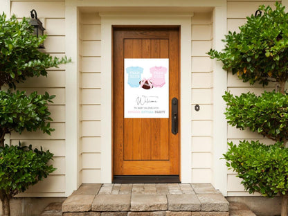 Bow and Football Gender Reveal Welcome Sign - Gender Reveal Party - Team Blue vs Team Pink - Digital Printable - EDITABLE Template - DIY