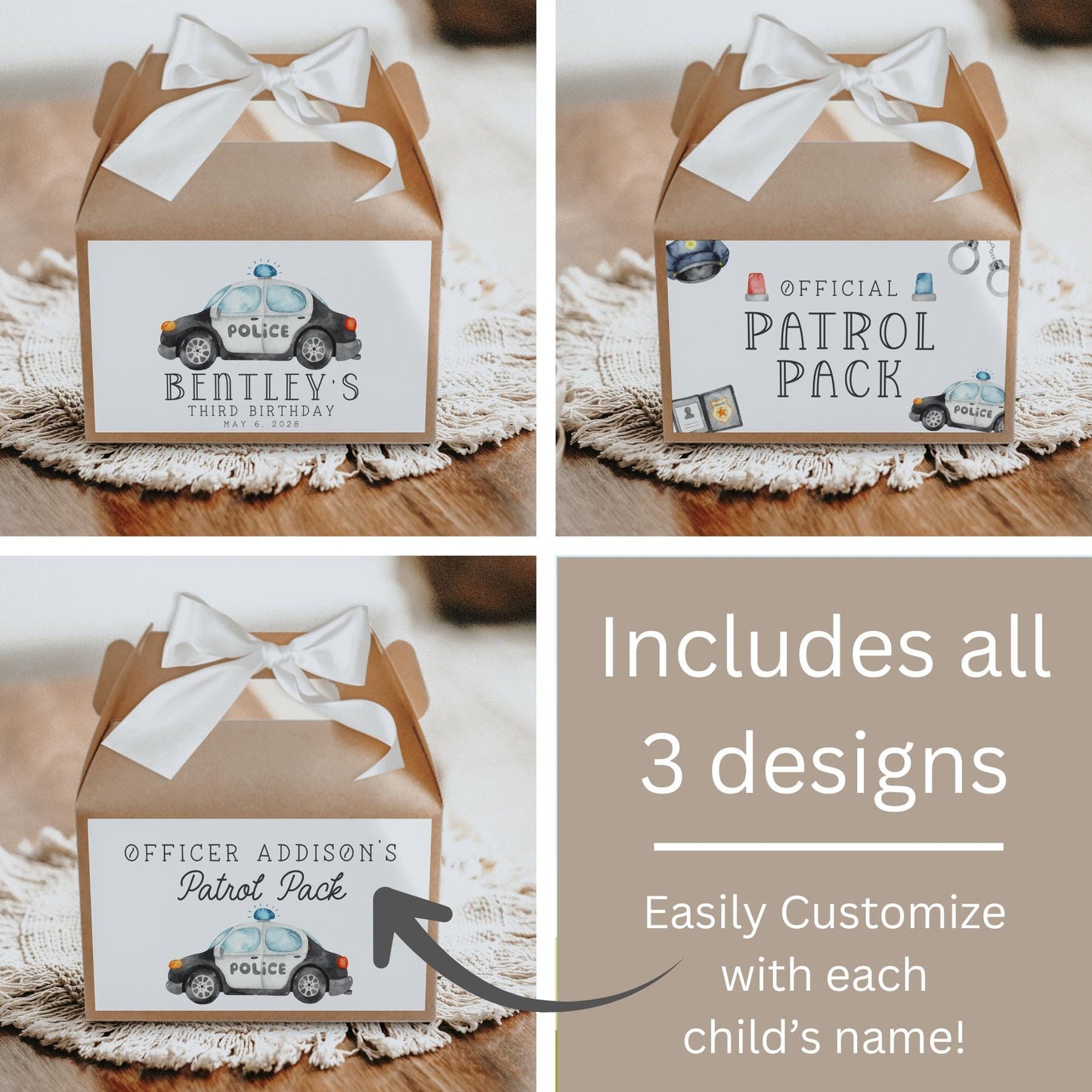 Police Birthday BUNDLE - Police Car Birthday Party Decor Package, Signs, Time Capsule, Favors, Printable Editable