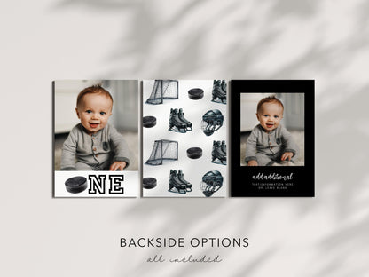 Hockey The Great One Birthday Invitation with Photo | Boys 1st Birthday Hockey Party Invite | Editable Invite Template