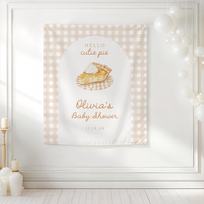 Cutie Pie Backdrop | Gingham Fall Baby Shower Banner | Neutral Arch Wall Decoration | Personalized Thanksgiving Gender Reveal Sign