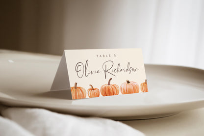 Editable Pumpkin Food Tent Cards | Fall Fest Place Cards | Printable Autumn Pumpkin Party Labels