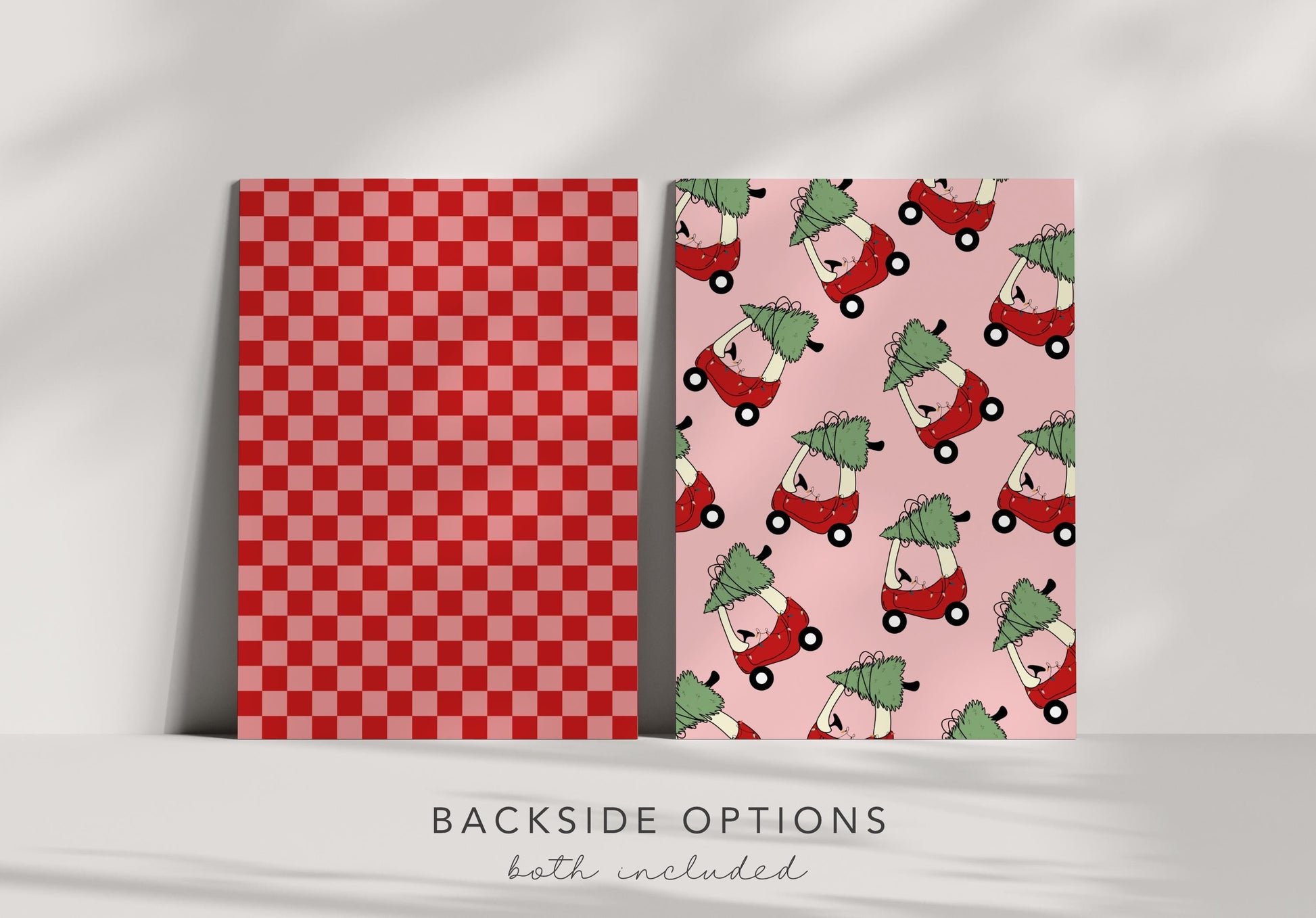 Girl Toy Car with Christmas Tree Invitation | Oh What Fun 1st Birthday Invite | Editable Pink Red Checkered Printable