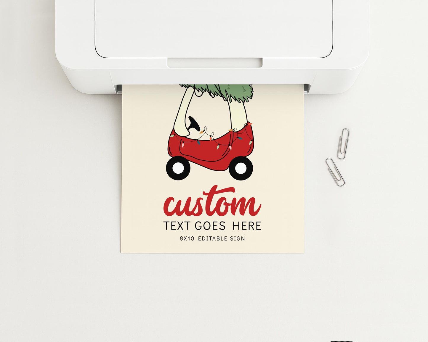 Christmas Tree Toy Car Birthday Sign - Red Car Party Sign - First Birthday Party Editable Sign