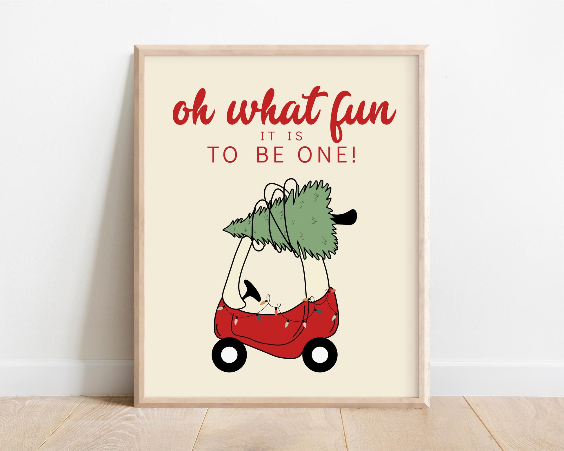 Christmas Tree Toy Car Party Sign Set - Oh What Fun First Birthday Decor - Hot Cocoa Bar, Sweet Shop, Ornament Favor Sign - INSTANT DOWNLOAD
