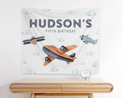 Airplane Party Backdrop - Personalized Airplane Party Decoration - Vintage Airplane Birthday Banner - DIGITAL FILE