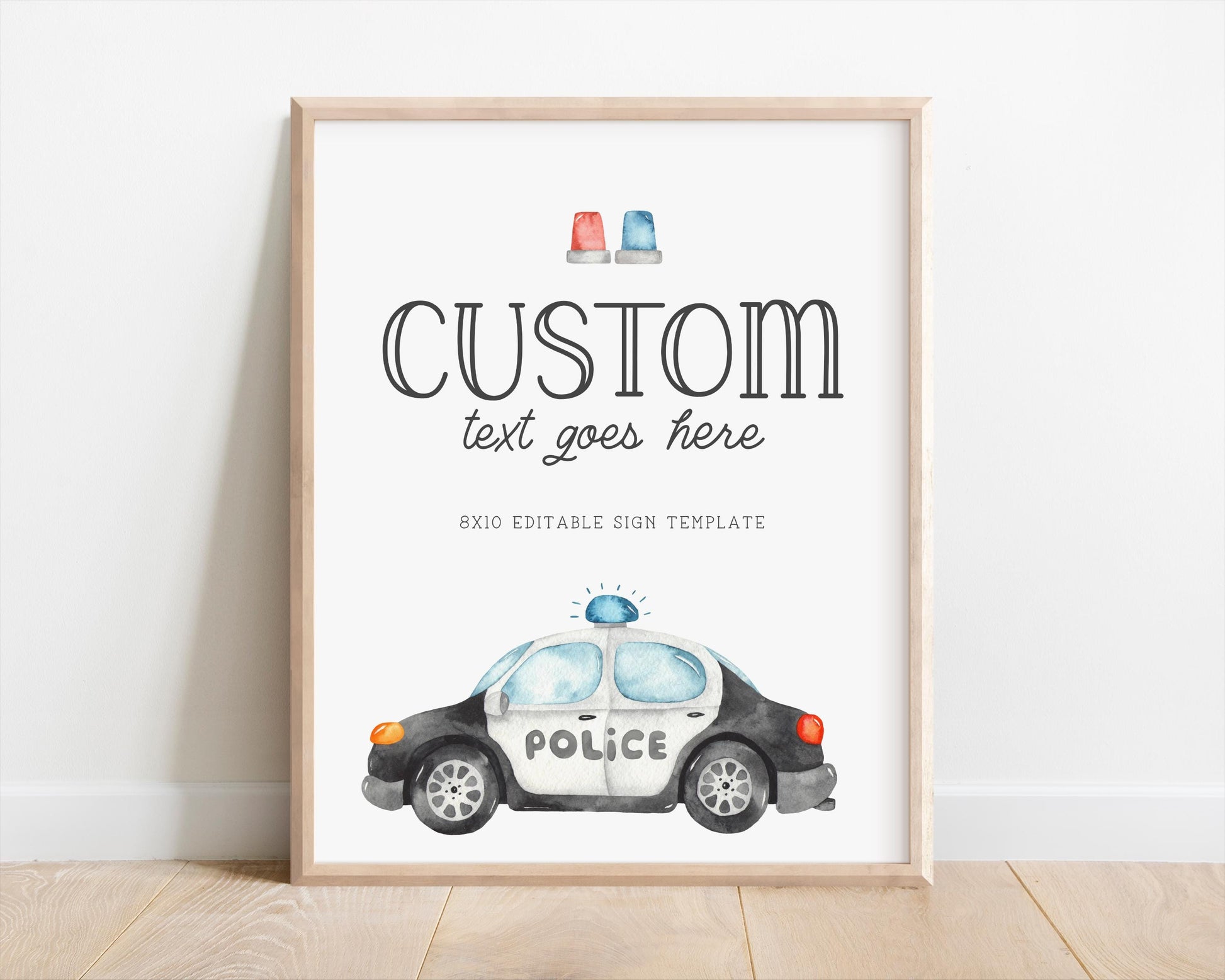 Police Car Time Capsule - Police Birthday Party, Cop First Birthday Party Message, Instant Download, EDITABLE TEMPLATE