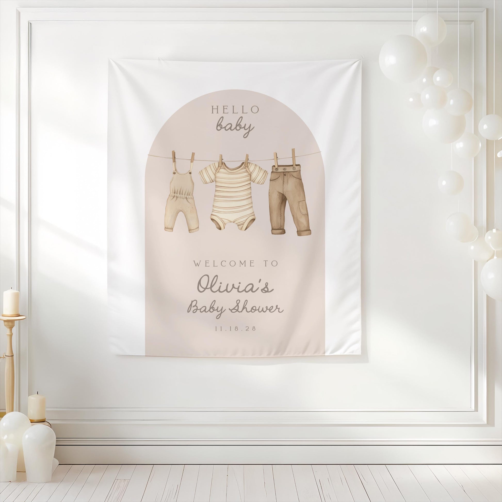 Neutral Baby Shower Arch Backdrop