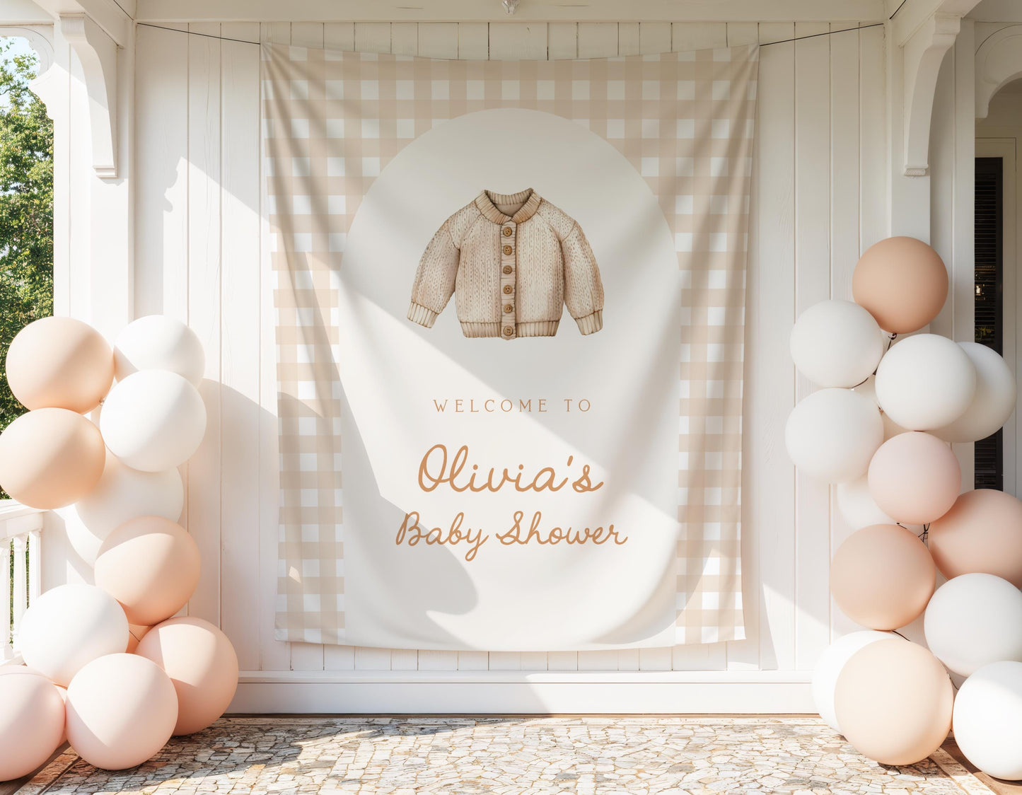 Neutral Beige Baby Shower Backdrop