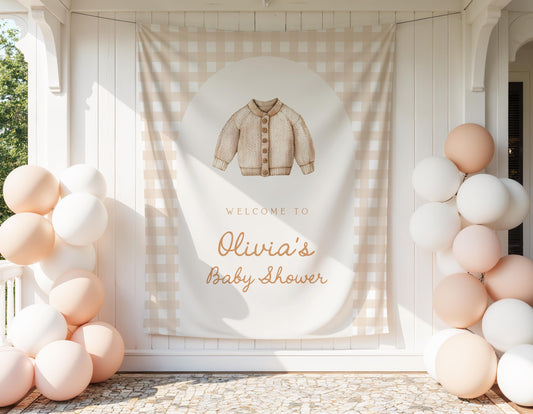 Neutral Beige Baby Shower Backdrop