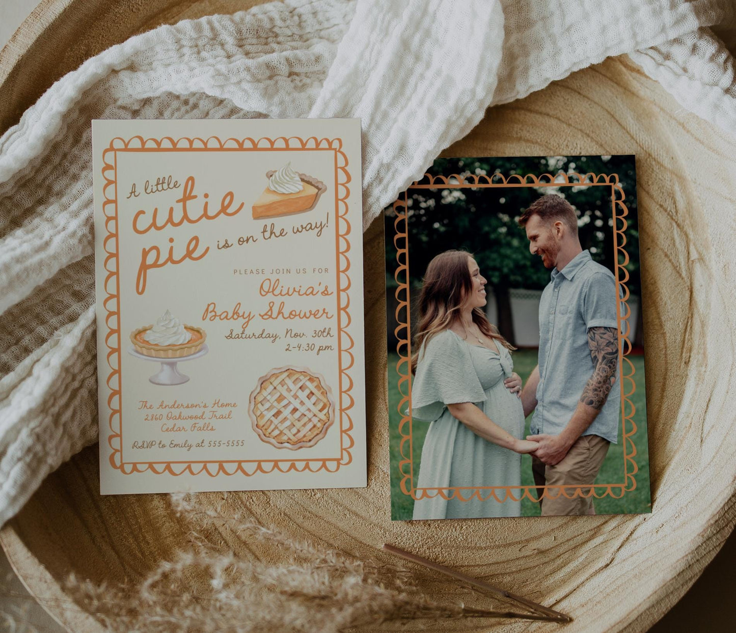 Little Cutie Pie Baby Shower Pumpkin Invitation