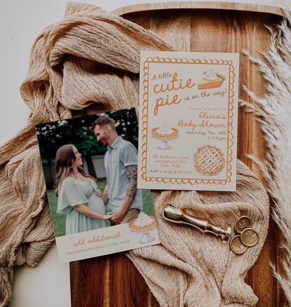 Little Cutie Pie Baby Shower Invitation | Pumpkin Pie Invite | Printable Template | Fall Coed Couples Sprinkle | Thanksgiving Gender Reveal