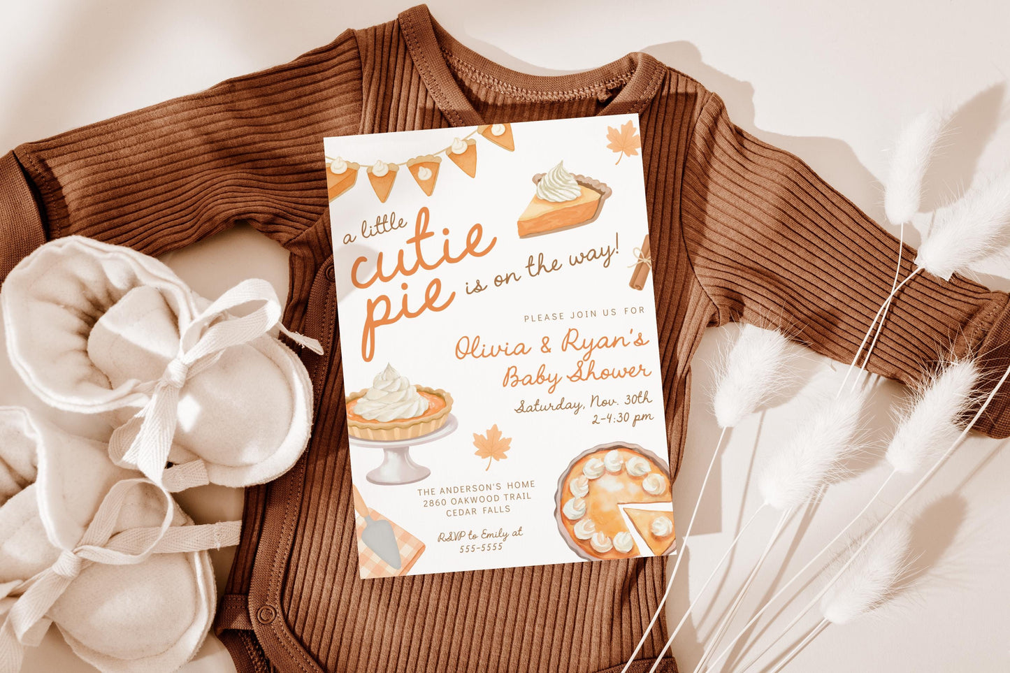 Editable Cutie Pie Baby Shower Invitation Template