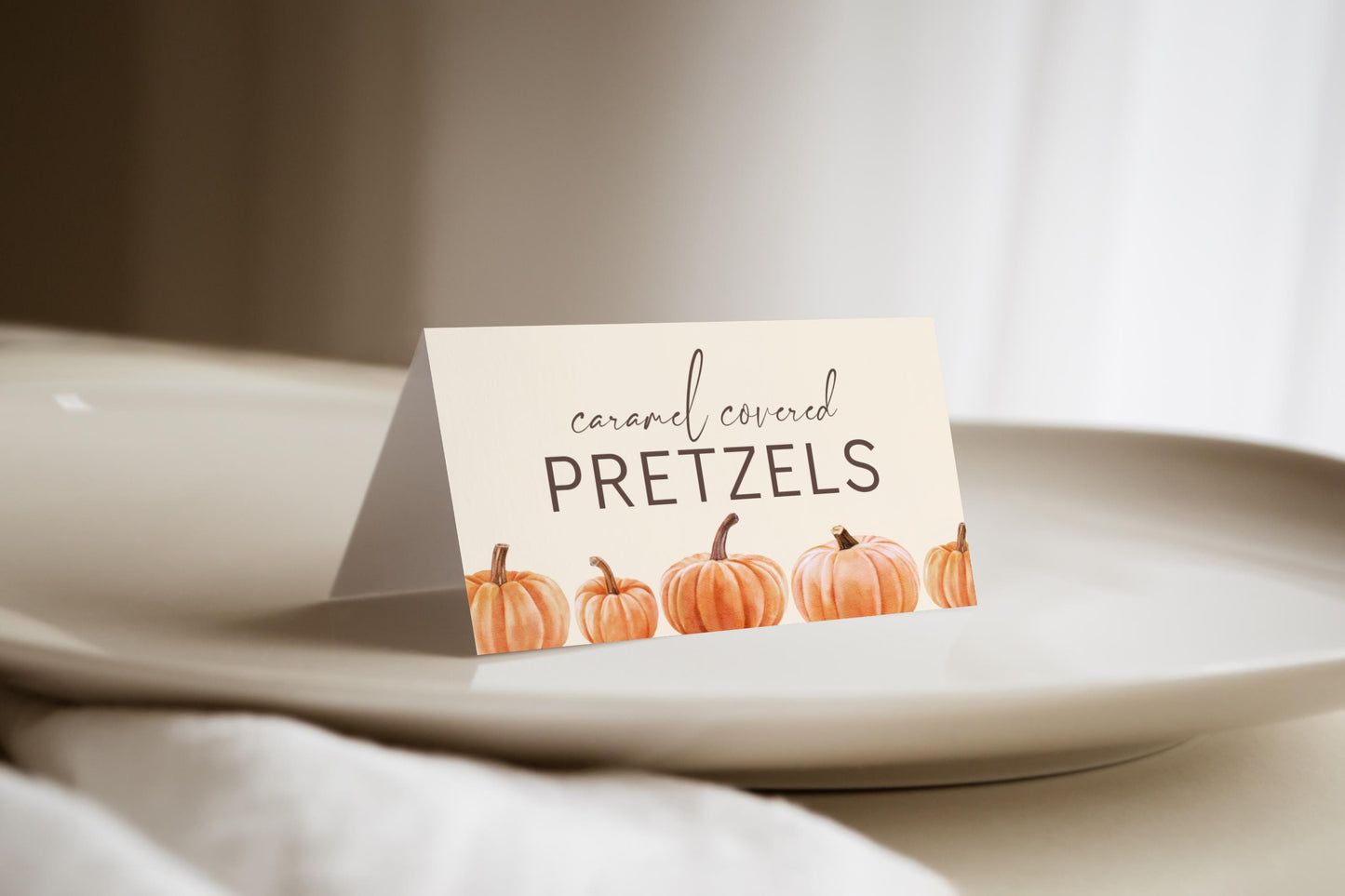 Editable Pumpkin Food Tent Cards 
