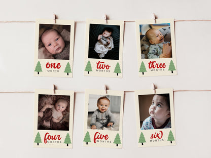 Toy Car Christmas Tree 12 Month Photo Banner