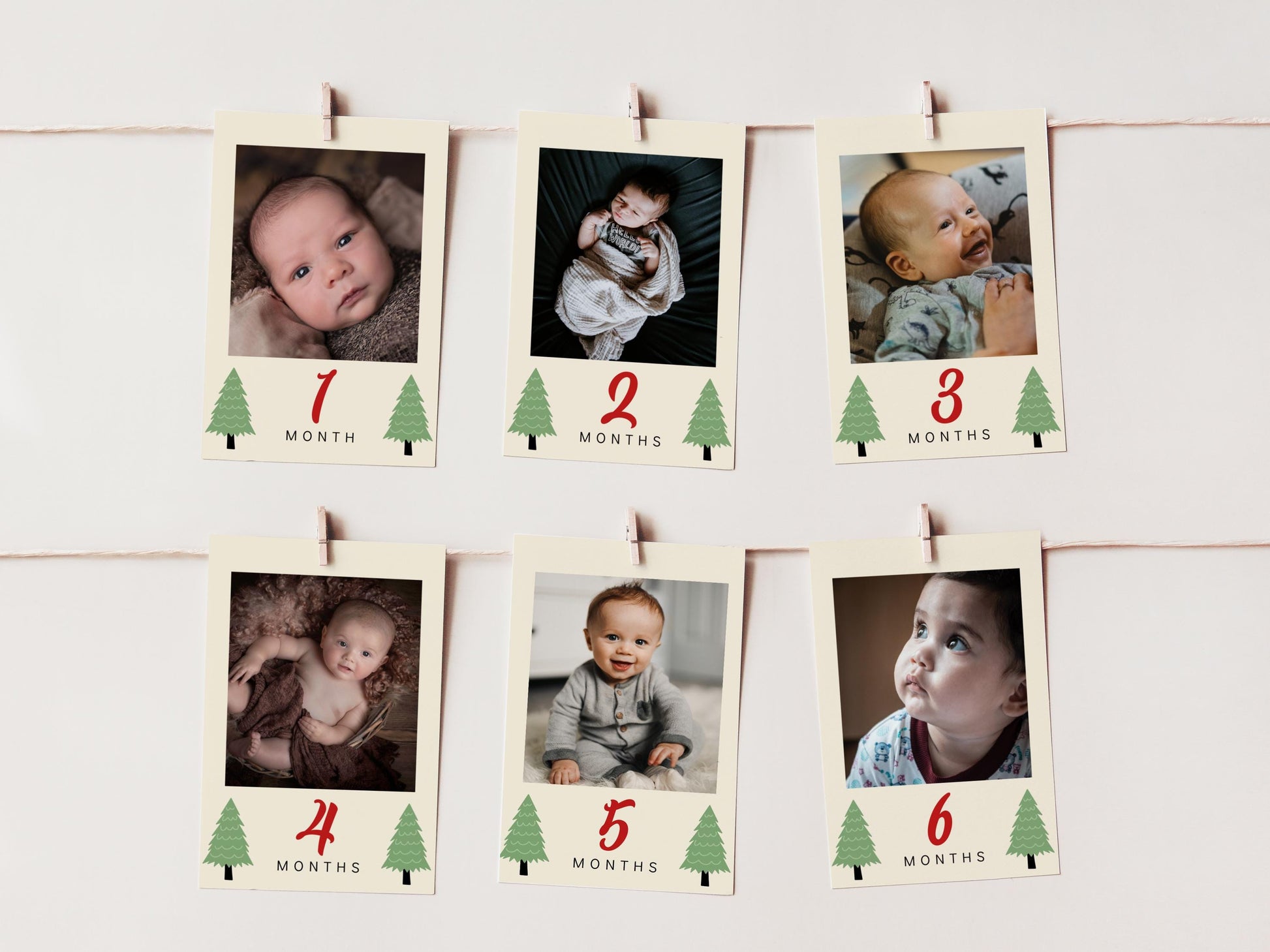 Toy Car Christmas Tree 12 Month Photo Banner – Editable Corjl First Birthday Party Decor