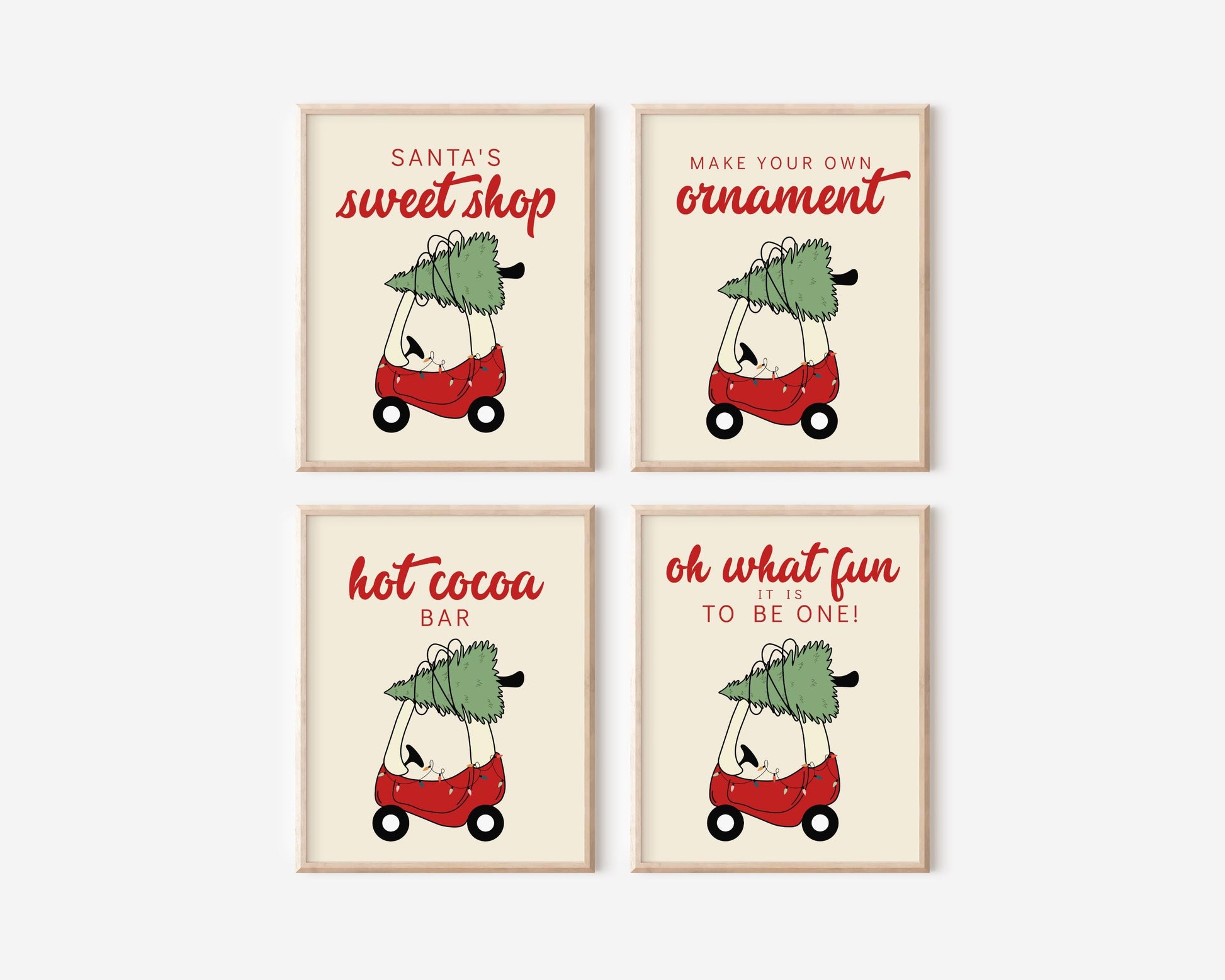 Christmas Tree Toy Car Birthday Sign - Red Car Party Sign - First Birthday Party Editable Sign