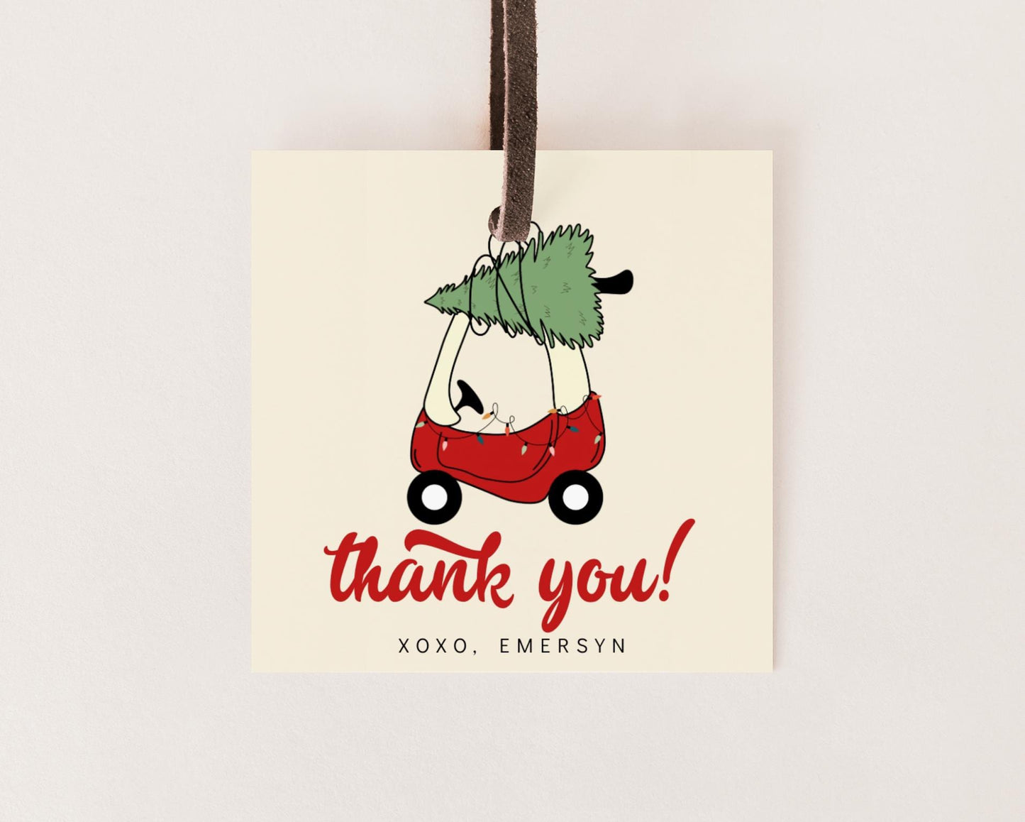 Christmas Tree Toy Car Favor Tag 