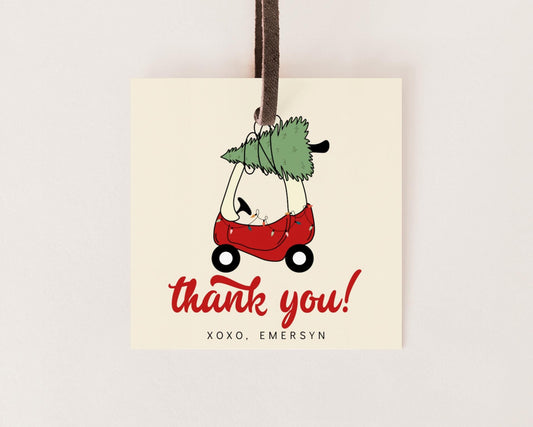 Christmas Tree Toy Car Favor Tag 