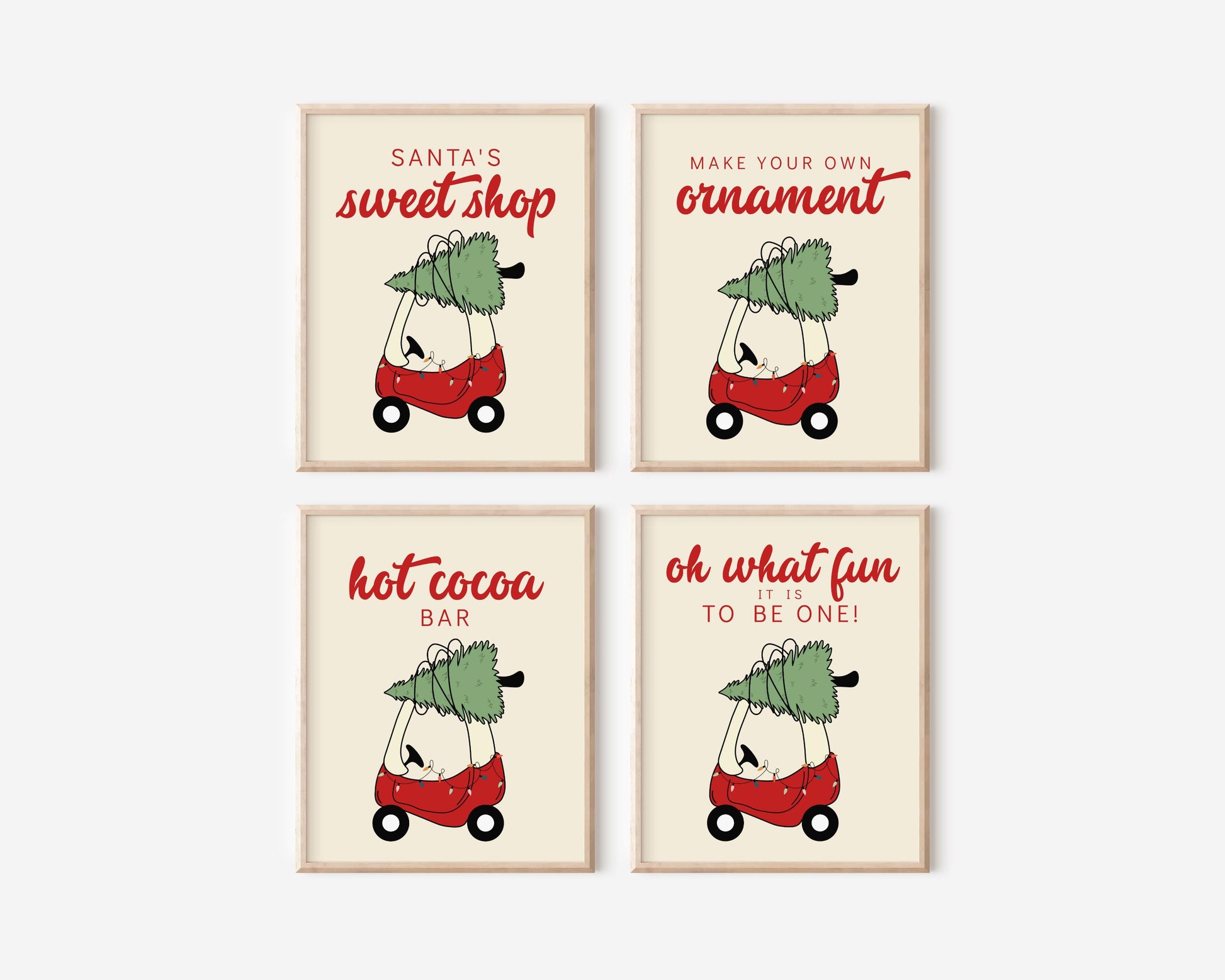Christmas Tree Toy Car Party Sign Set 