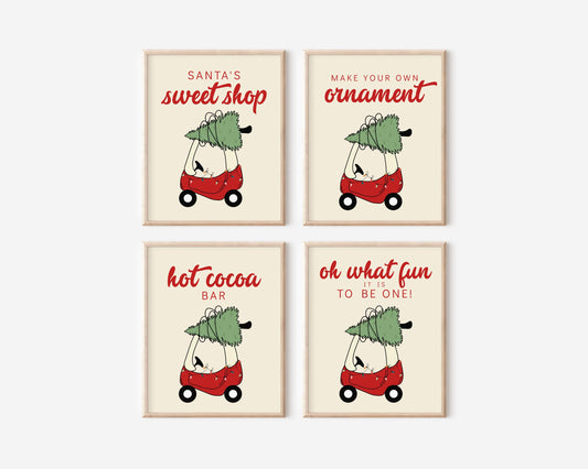 Christmas Tree Toy Car Party Sign Set 