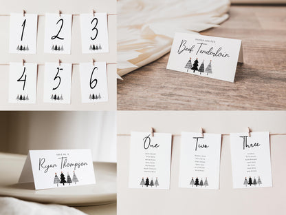 Company Holiday Party Invitation Bundle | Printable Office Christmas Party Set | Minimalist Black & White Tree Decor Package for Work Event