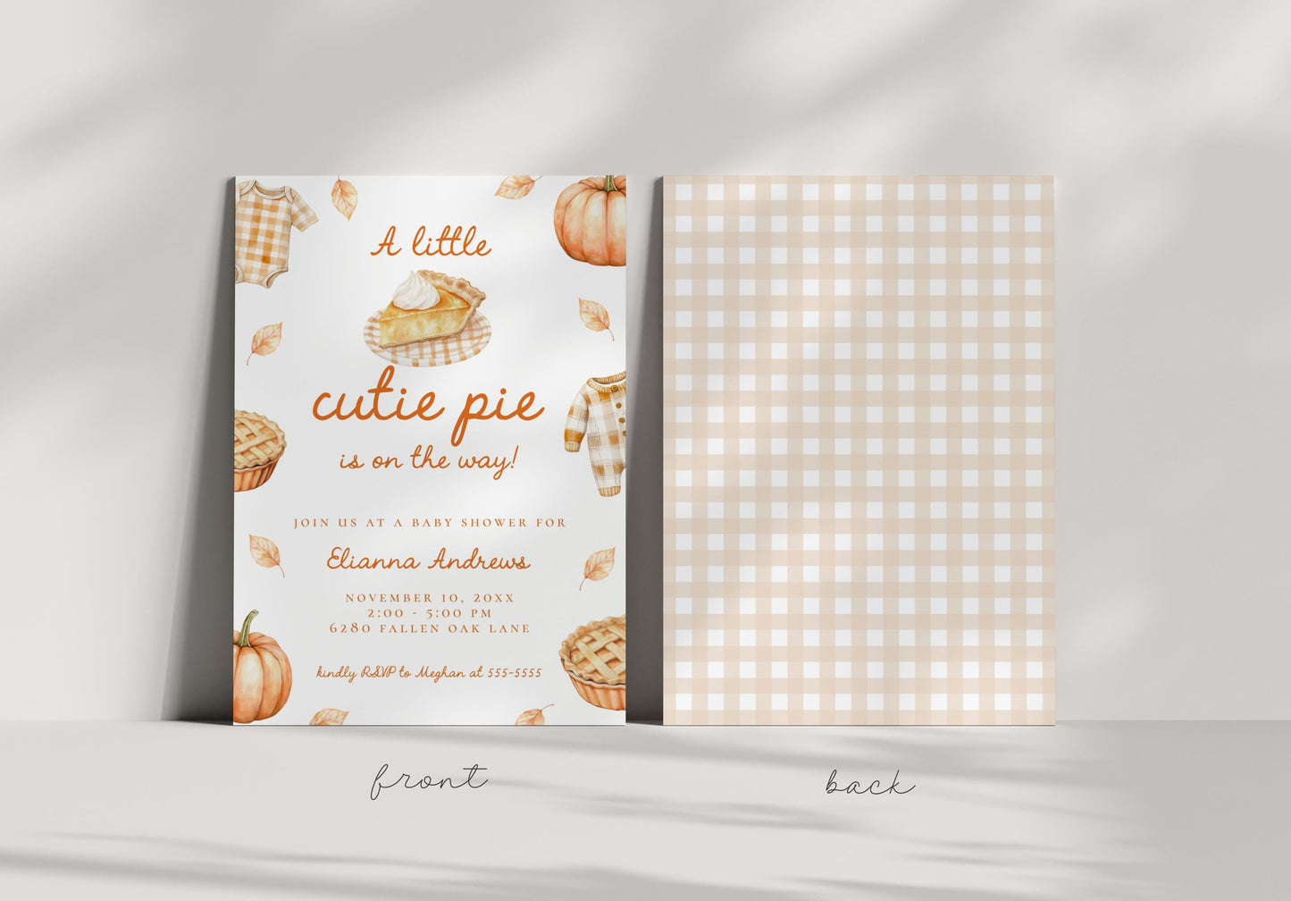 Cutie Pie Baby Shower Invitation, Editable Fall Autumn Pumpkin Invite Template