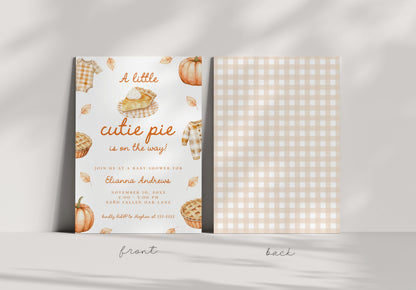 Cutie Pie Baby Shower Invitation, Editable Fall Autumn Pumpkin Invite Template