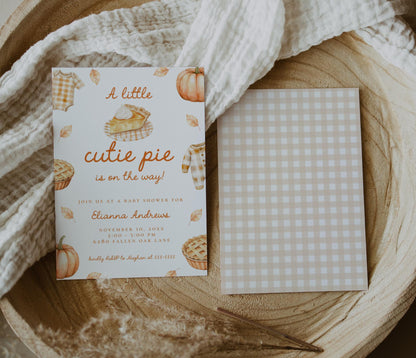 Cutie Pie Baby Shower Invitation, Editable Fall Autumn Pumpkin Invite Template