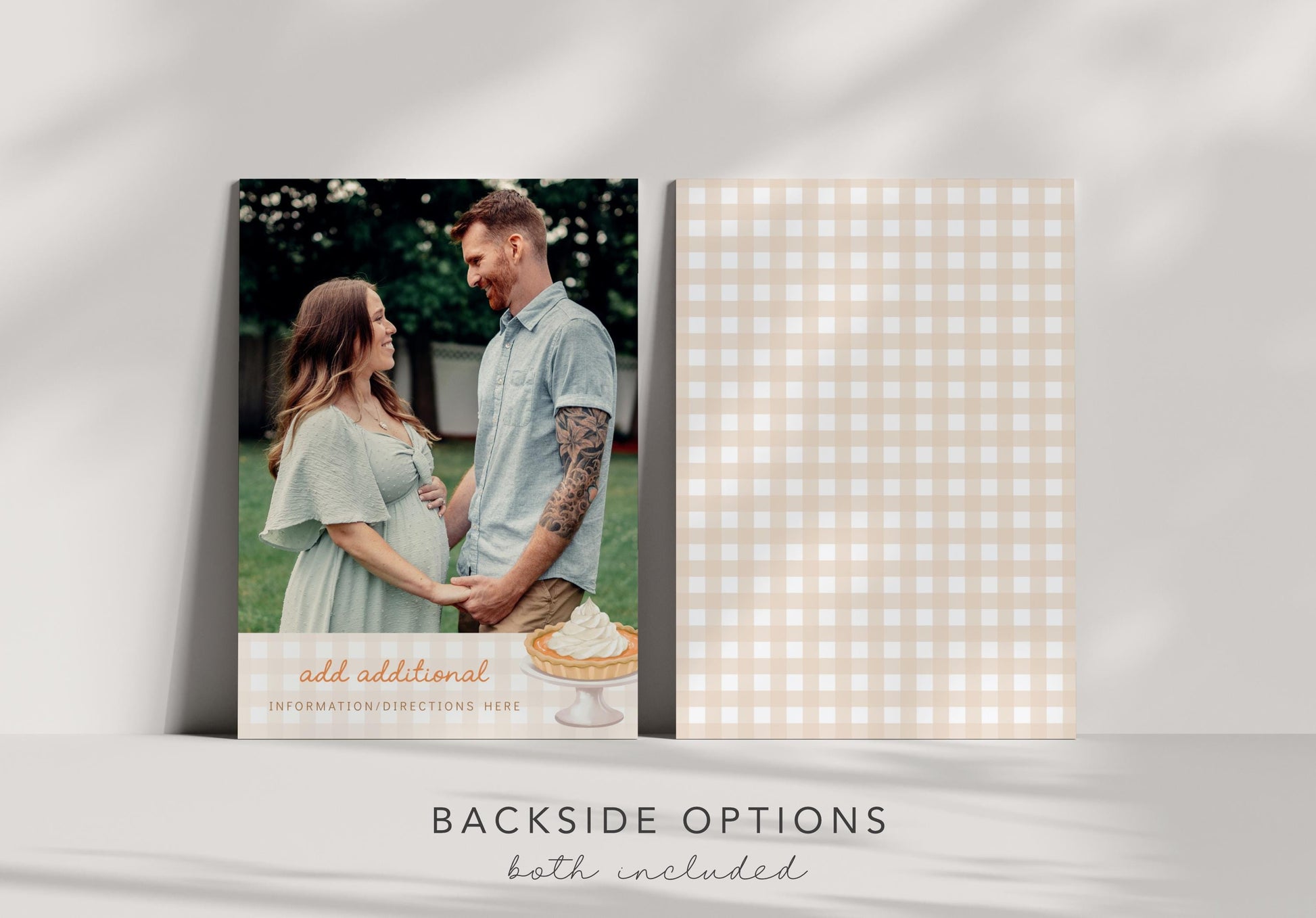 Cutie Pie Baby Shower Invite | Neutral Gingham Arch | Fall Gender Reveal & Coed Couples Shower | Thanksgiving Pumpkin Pie Theme