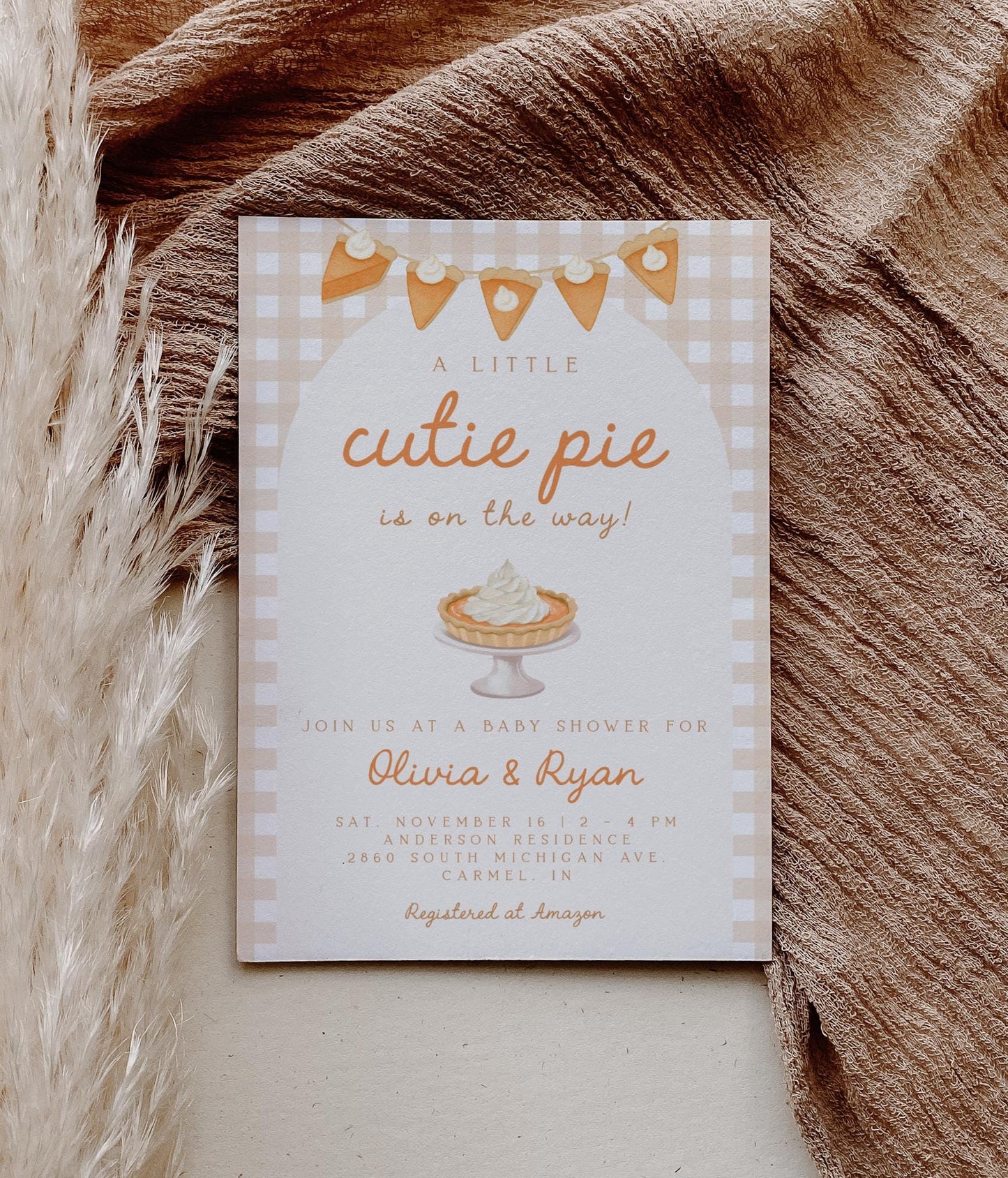 Editable Pumpkin Pie Baby Shower Invitation