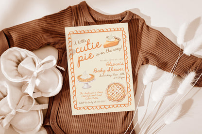 Little Cutie Pie Baby Shower Invitation | Pumpkin Pie Invite | Printable Template | Fall Coed Couples Sprinkle | Thanksgiving Gender Reveal