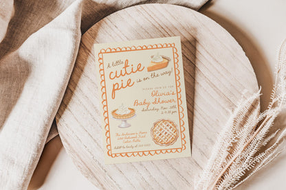 Little Cutie Pie Baby Shower Invitation | Pumpkin Pie Invite | Printable Template | Fall Coed Couples Sprinkle | Thanksgiving Gender Reveal