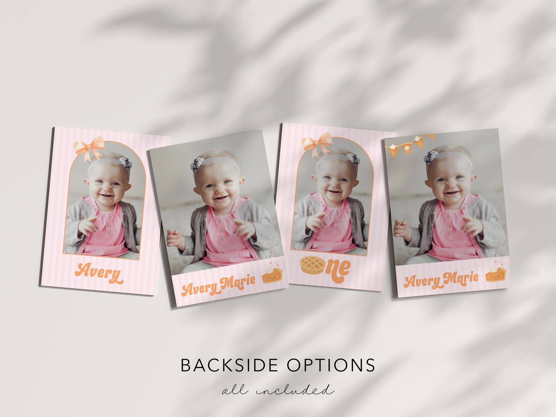 Girl Cutie Pie First Birthday Invitation | Coquette Bow Editable Template | Fall Aesthetic 1st Birthday Invite | Pink Orange Pumpkin Pie