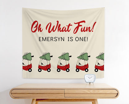 Christmas Toy Car Birthday Time Capsule - Holiday Tree 1st Birthday, First Birthday Party Message, Instant Download, EDITABLE TEMPLATE